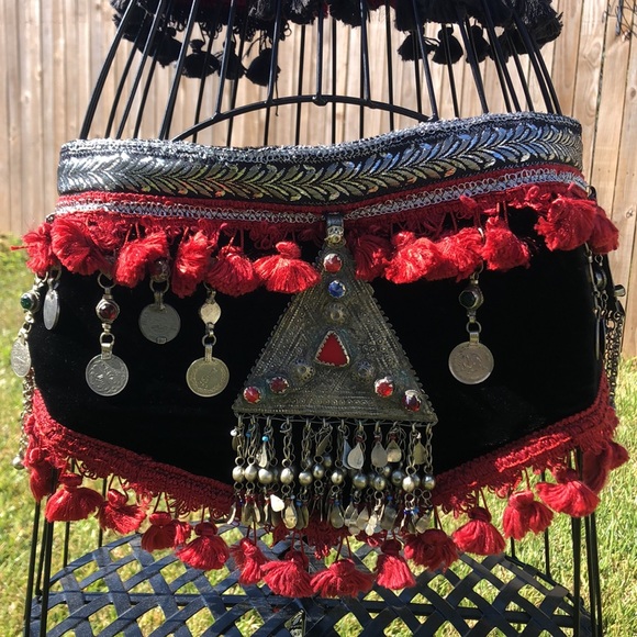 Velvet Belly Dance Vest Bra and Hip Scarf - Picture 10 of 15